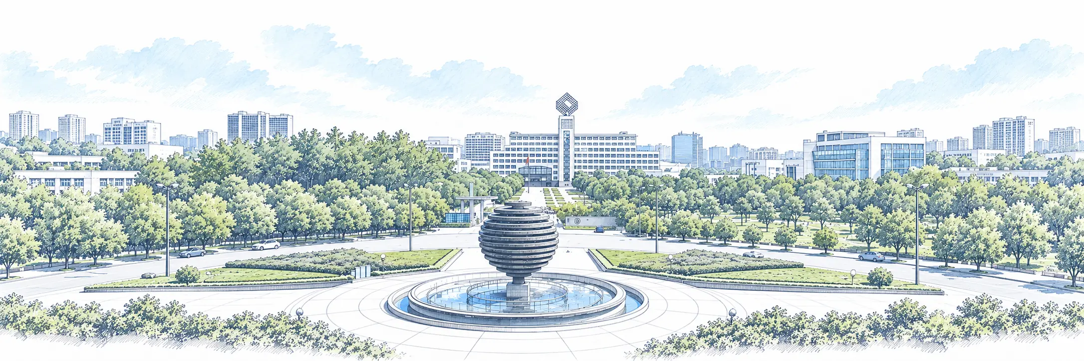 常州大学校园中央广场全景